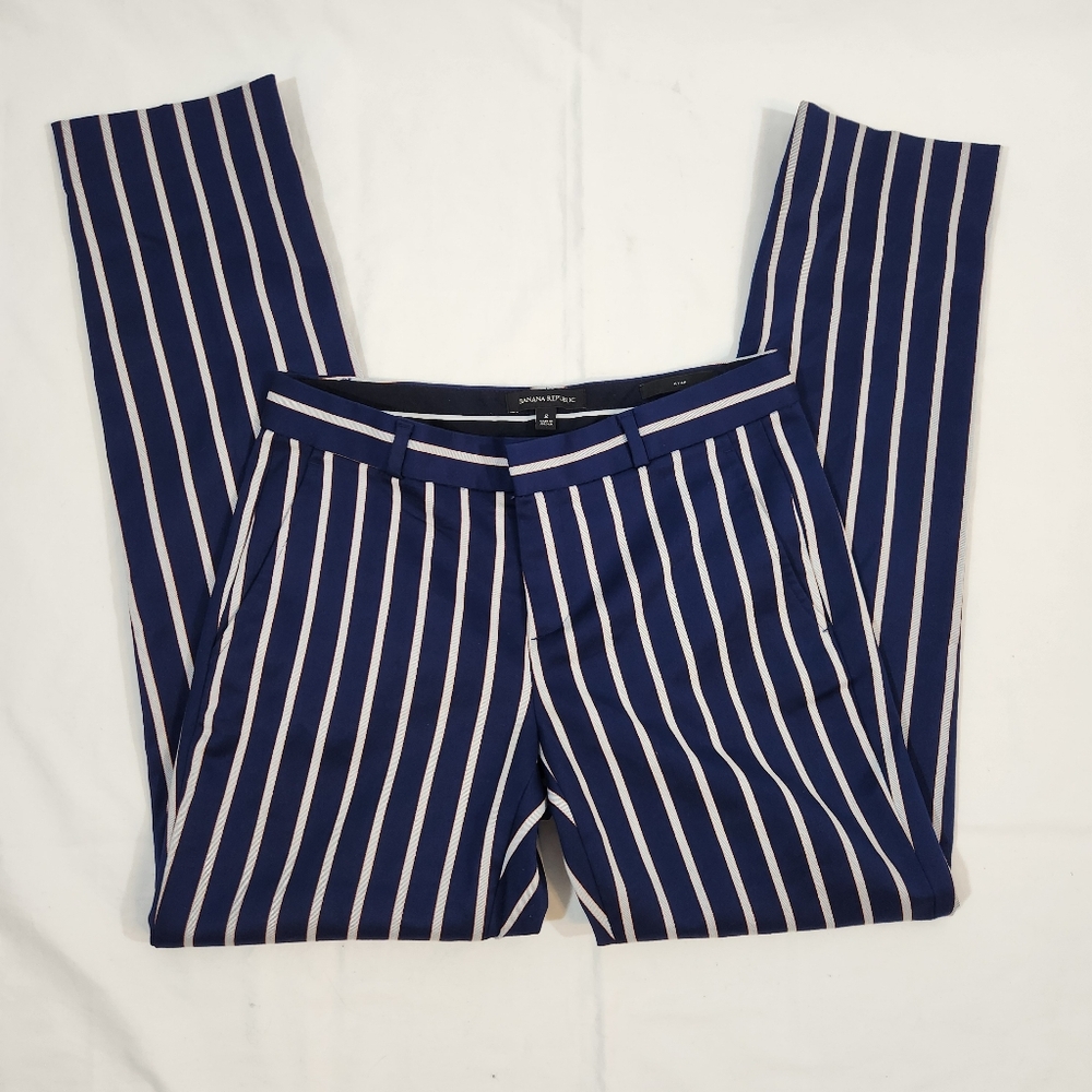Banana Republic Navy Red White Striped Pants Size 2